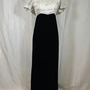Vintage 60's Column Sheath Maxi Gown Women's XS/S Sleek Minimalist Puff Sleeve